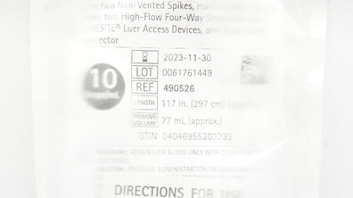 Braun 490526 Y-Type Blood Set, 2 Caresite Lads, 117in (x)